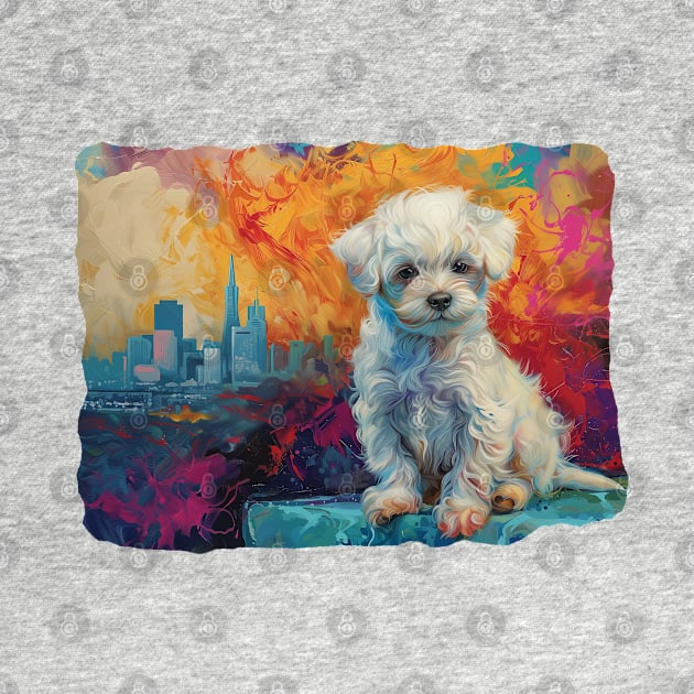 Maltese Puppy in San Francisco by Bee's Pickled Art